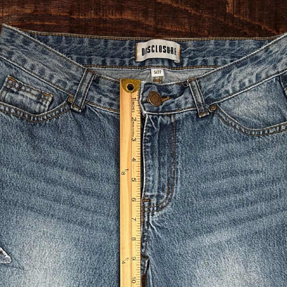 Disclosure Y2K Wide Leg Distressed Star Patch Denim Jeans Medium Wash 27 - Picture 8 of 10